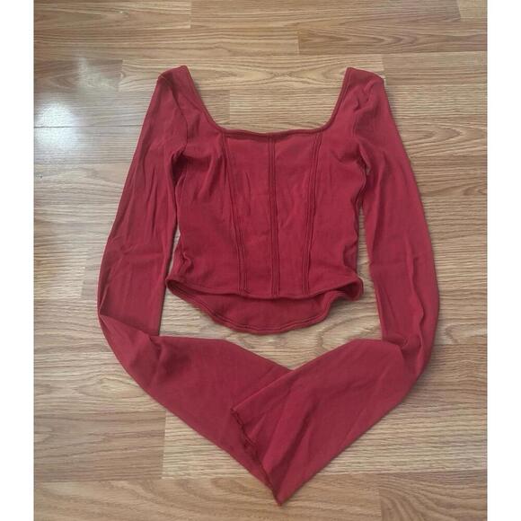 Urban Outfitters Corset Cropped Long Sleeve Top Size Small - Picture 6 of 9